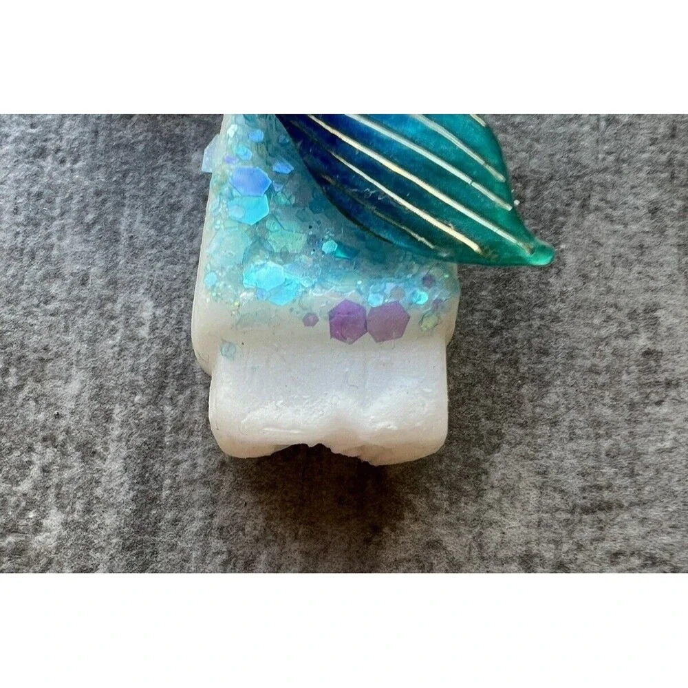 Cake Candle Teal Glitter Cake Topper Girl Little Mermaid Birthday Party 7 USED